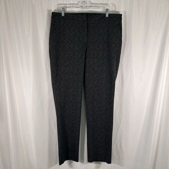 Vince Camuto Dress Pants Women's 12 Grey Black Pockets Mid Rise Button Zip Hook - Picture 1 of 9